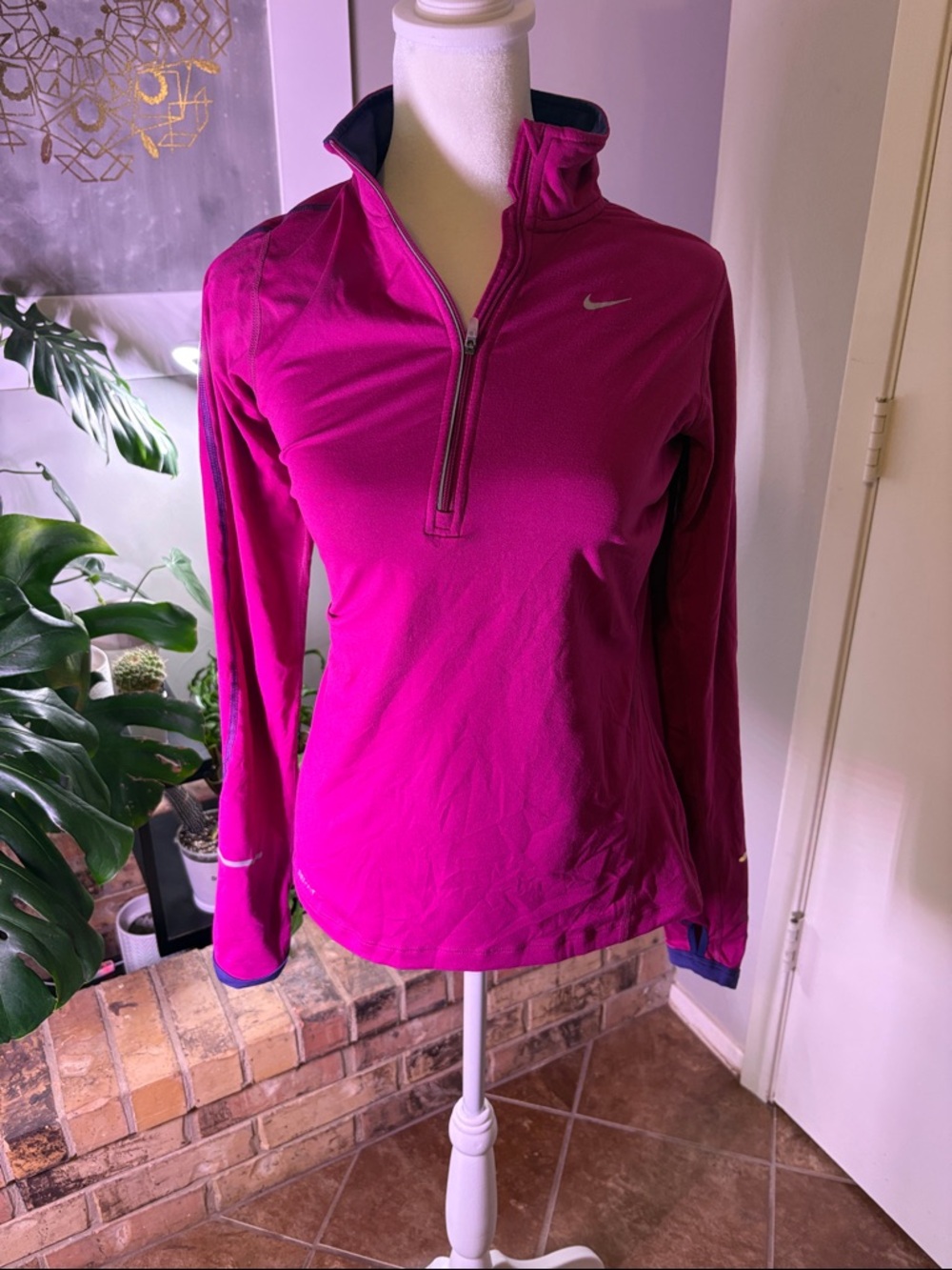 Nike Bright Magenta and Purple Half-Zip Athletic Top